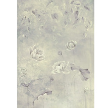 Schilderij met bloeiende bloemen en bladeren