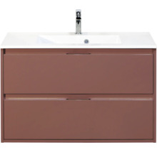 Wastafelonderkast met twee laden, opzetwastafel en kraan