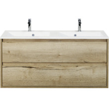 Wastafelonderkast met twee laden en dubbele wastafel