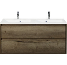 Wastafelonderkast met dubbele wastafel en twee lades