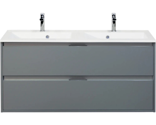 SANOX Badkamermeubelset Porto ice green 120 cm met twee lades incl. dubbele kunststenen wastafel met twee kraangaten Wastafelonderkast met twee wastafels en twee lades