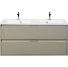 Wastafelmeubel met twee wastafels en onderkast met twee laden