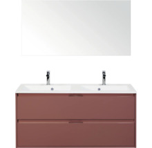 Wastafelmeubel met twee lades, twee wastafels en spiegel