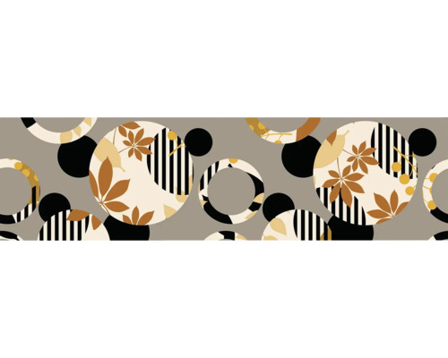 Abstract patroon met cirkels, bladeren en strepen