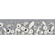 Decoratief behangpatroon met bloemmotief op een grijze achtergrond