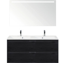 Wastafelmeubel met twee waskommen, onderkast en spiegel met verlichting