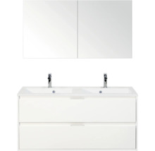 Dubbele wastafel met onderkast en spiegelkast voor de badkamer