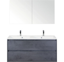 Wastafelmeubel met dubbele wastafel, onderkast met twee lades en spiegelkast