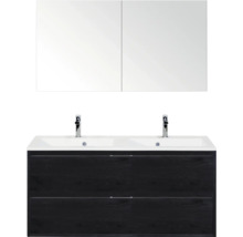 Wastafelmeubel met twee wastafels, onderkast met twee lades en spiegelkast
