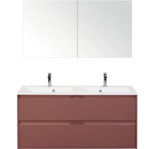 Wastafelmeubel met twee wastafels, onderkast en spiegelkast voor de badkamer