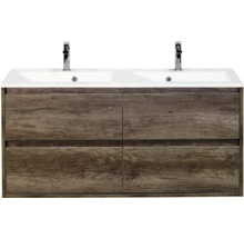 Wastafelonderkast met vier laden en dubbele wastafel