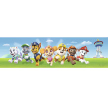 Paw Patrol muurschildering met de hoofdpersonages en het hoofdkwartier