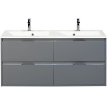 Wastafelmeubel met twee waskommen en onderkast met vier lades