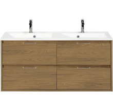 Wastafelonderkast met vier lades en dubbele wastafel