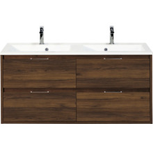 Wastafelonderkast met twee wastafels en vier lades