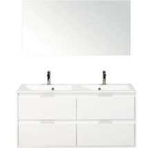 Wastafelmeubel met dubbele wastafel, onderkast en spiegel