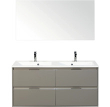 Wastafelcombinatie met twee wastafels, spiegel en onderkast met lades