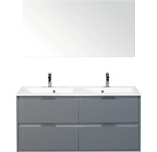 Badkamermeubelset met dubbele wastafel, onderkast en spiegel