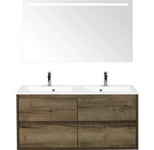 Badkamermeubelset met wastafelonderkast, dubbele wastafel en spiegel