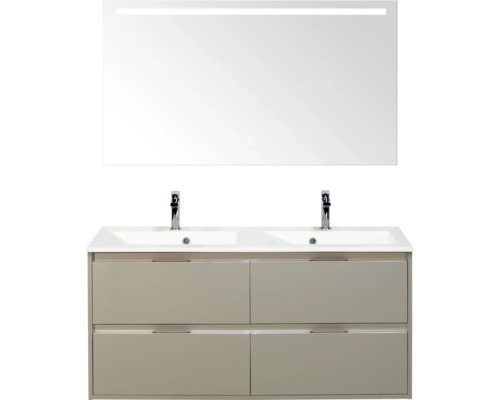 Badkamermeubelset met wastafel, onderkast met laden en verlichte spiegel