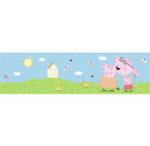 Peppa Pig familiebehang met huis, zon, eenden en vlinders