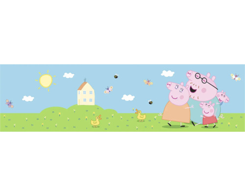 Peppa Pig familiebehang met huis, zon, eenden en vlinders