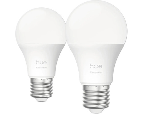 Twee Hue Essential lampen met E27 fitting