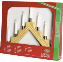 Decoratieve lichtboog met zeven lampen in productverpakking.