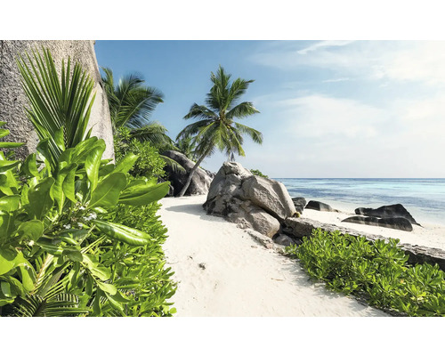 KOMAR Fotobehang vlies SHX9-084 Wanderlust - Stefan Hefele Daydreams 450x280 cm Tropisch strand met palmbomen en rotsen