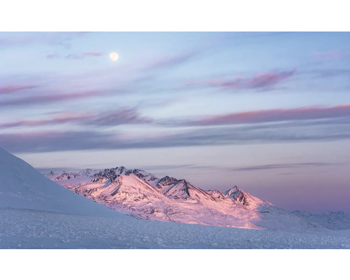 KOMAR Fotobehang vlies SHX9-074 Wanderlust - Stefan Hefele Purple Dinner 450x280 cm Sneeuwbedekt berglandschap onder een maan