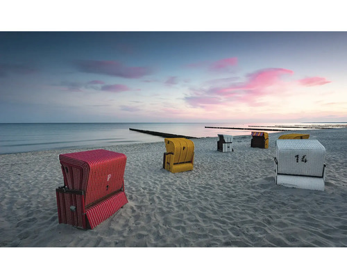 KOMAR Fotobehang vlies SHX9-061 Wanderlust - Stefan Hefele Baltic Seadream 450x280 cm Strandstoelen op het strand bij zonsondergang