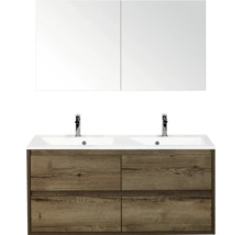 Wastafelmeubel met dubbele wastafel, onderkast en spiegelkast voor de badkamer