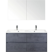 Badkamermeubelset met wastafelonderkast, dubbele wastafel en spiegelkast