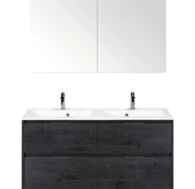 Badkamermeubelset met dubbele wastafel en spiegelkast