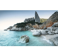 Kustlandschap met rotsen, strand en zee