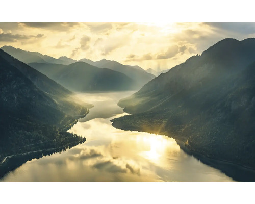 KOMAR Fotobehang vlies SHX8-038 Wanderlust - Stefan Hefele Gold Mountains 400x250 cm Landschap met bergen en meer