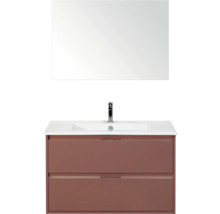 Wastafelcombinatie met spiegel, wastafel, onderkast en kraan voor de badkamer