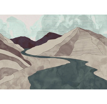 Illustratie van een berglandschap met een rivier