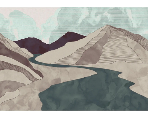 Illustratie van een berglandschap met een rivier