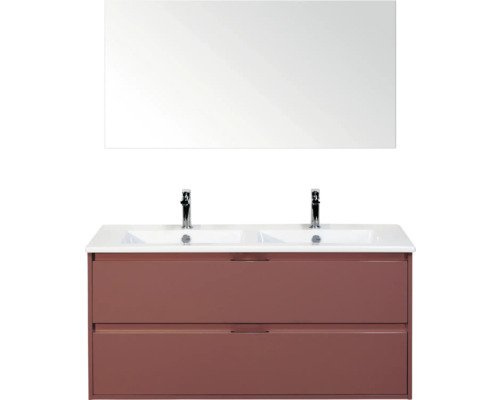 Badkamermeubelset met wastafelonderkast, dubbele wastafel en spiegel