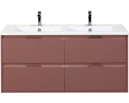 Wastafelonderkast met twee wastafels en vier laden