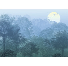 Vliesbehang met bosmotief en zonsopgang