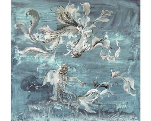 Schilderij met twee vissen op canvas