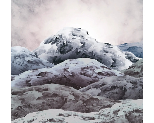 Schilderij van een besneeuwd berglandschap
