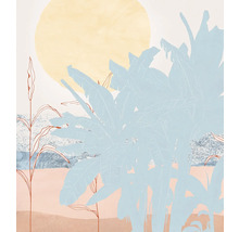 Abstracte weergave van planten onder een zon