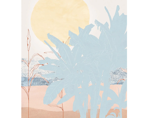 Abstracte weergave van planten onder een zon