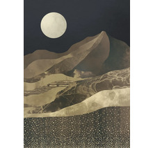 Decoratieve muurafbeelding met bergmotief en maan
