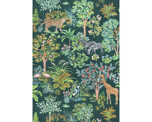 Behang met jungle motieven en dieren