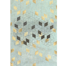 Decoratief patroon met geometrische vormen op een lichtblauwe achtergrond