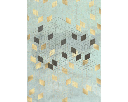 Decoratief patroon met geometrische vormen op een lichtblauwe achtergrond